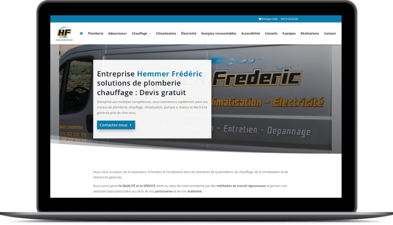 Vue desktop site vitrine plombier à Chozeau en Isère Vue desktop site vitrine plombier à Chozeau en Isère