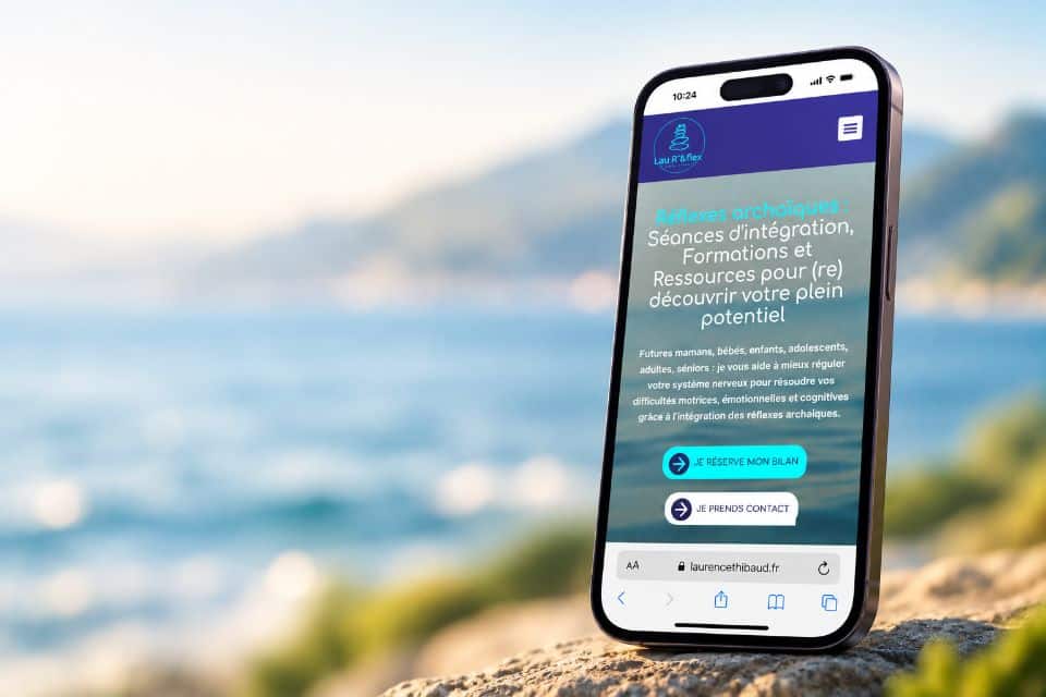 Le site laurencethibaud.fr affiché sur un smartphone